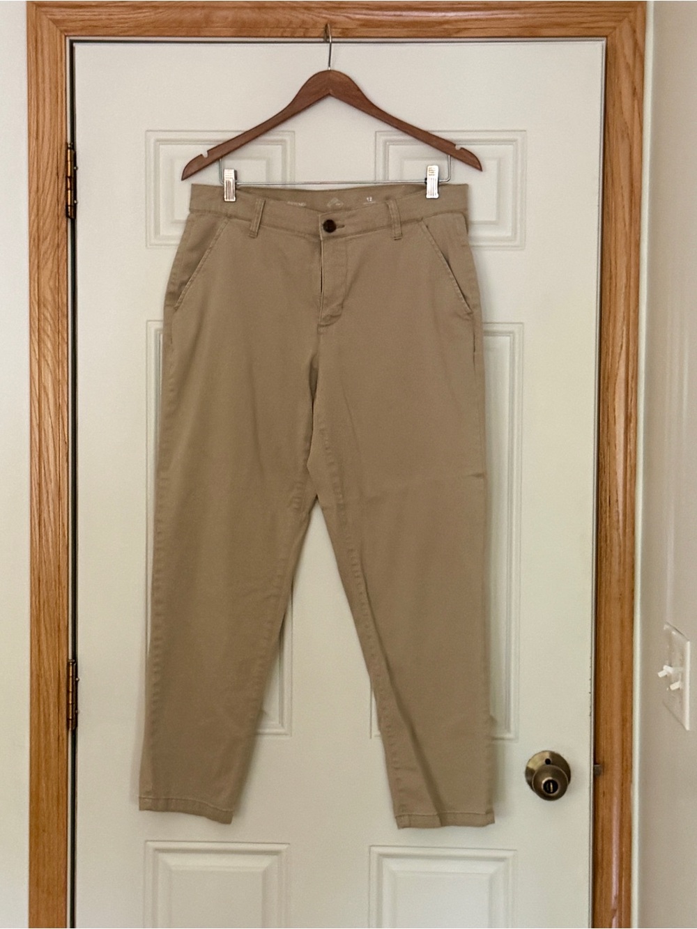 St, John’s Bay Boyfriend Khaki Cotton Blend Women’s Pants - Size 12